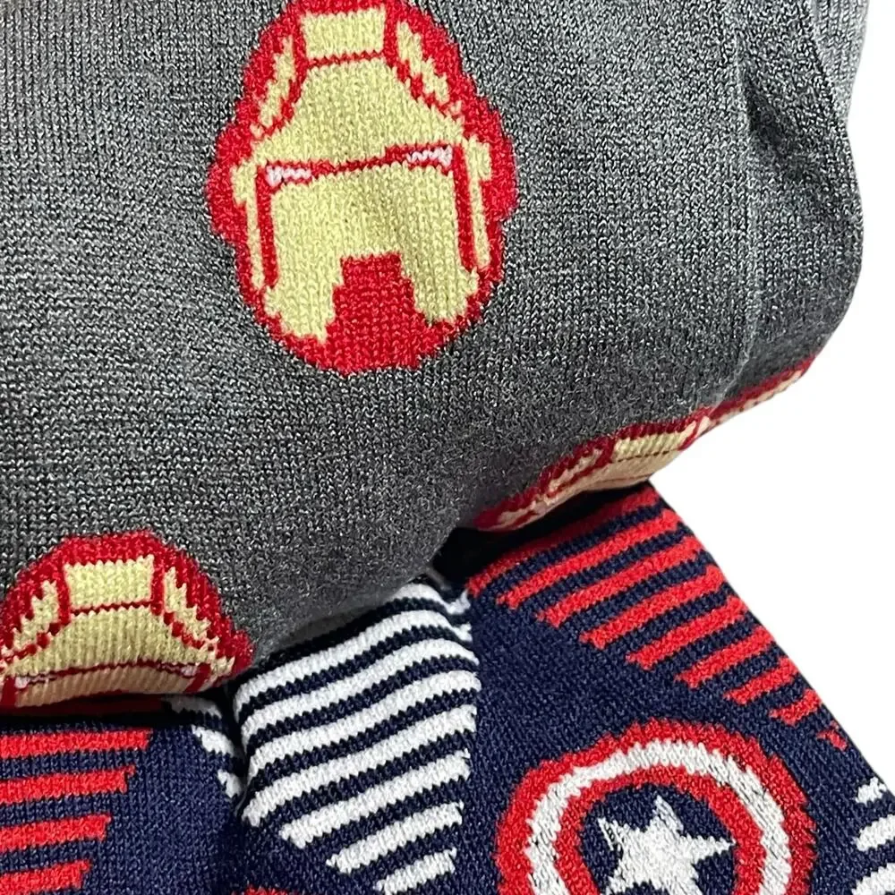 NEW Marvel Men Comics Cartoon Captain America Iron Man Spiderman 3-Pack Socks OS
